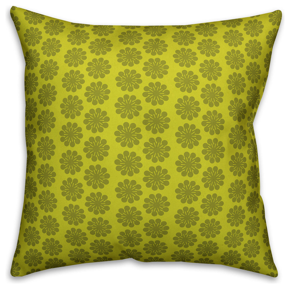 Green Floral Pattern Throw Pillow Cover, 16"x16"
