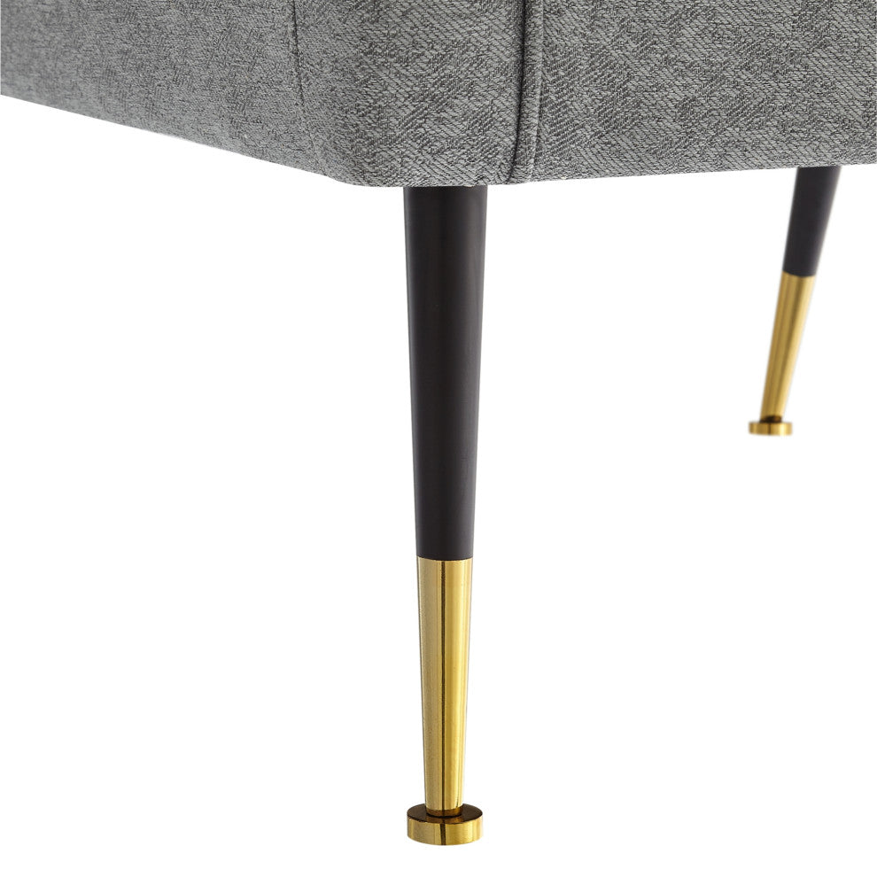 Inspired Home Holt Accent Chair Velvet/Linen 30Lx32Wx36H, Light Gray