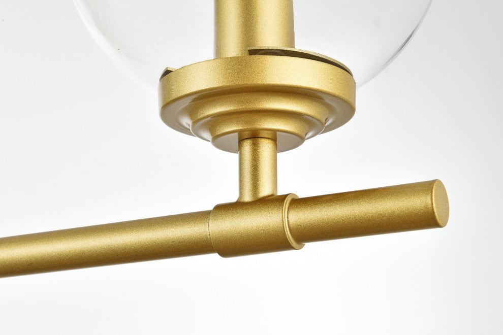4 Light Brass And Clear Bath Sconce