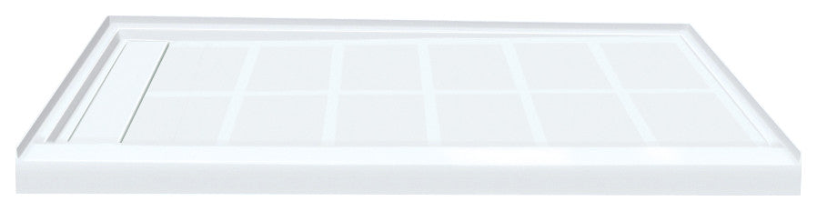 Transolid Linear 60"x32" Rectangular Alcove Shower Base with Left Hand Drain, White, Left Hand