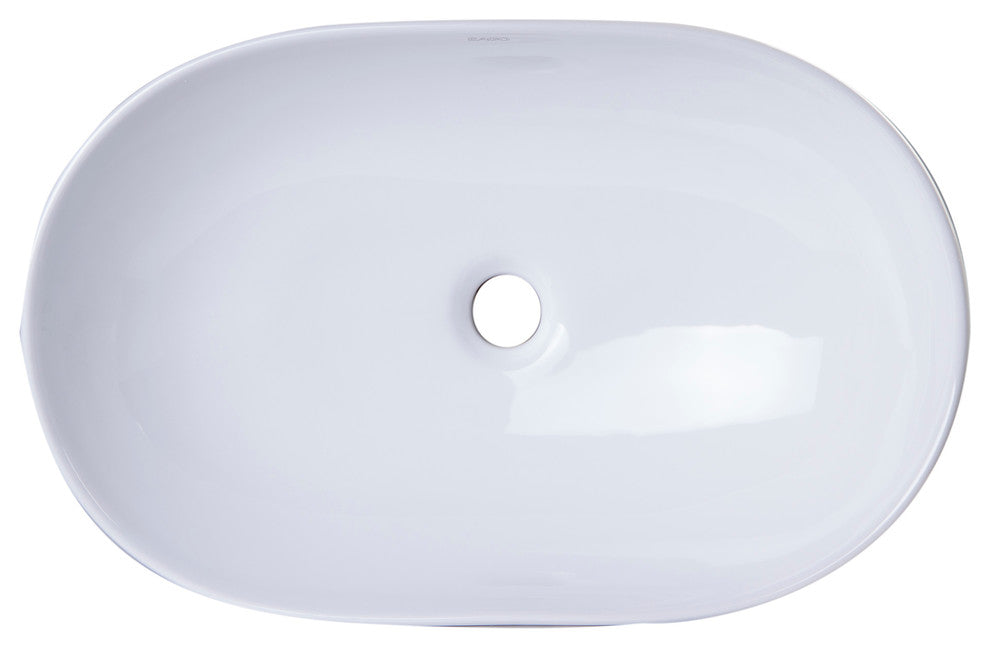 EAGO BA352 23'' White Oval Porcelain Bathroom Sink Basin without Overflow