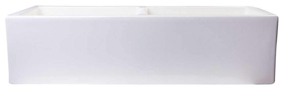 Ab3918-B 39" Biscuit Smooth Thick Wall Fireclay Double Bowl Farm Sink