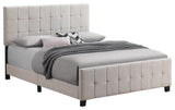 King Size Fabric Upholstered Panel Bed, Beige