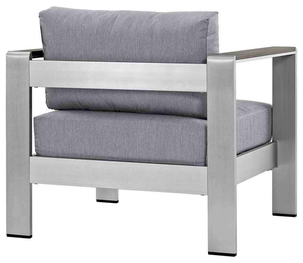 Modway Shore outdoor Patio Aluminum Armchair, Silver Gray