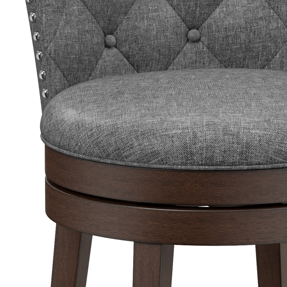 Hillsdale Edenwood Wood Bar Height Swivel Stool with Tufted Back