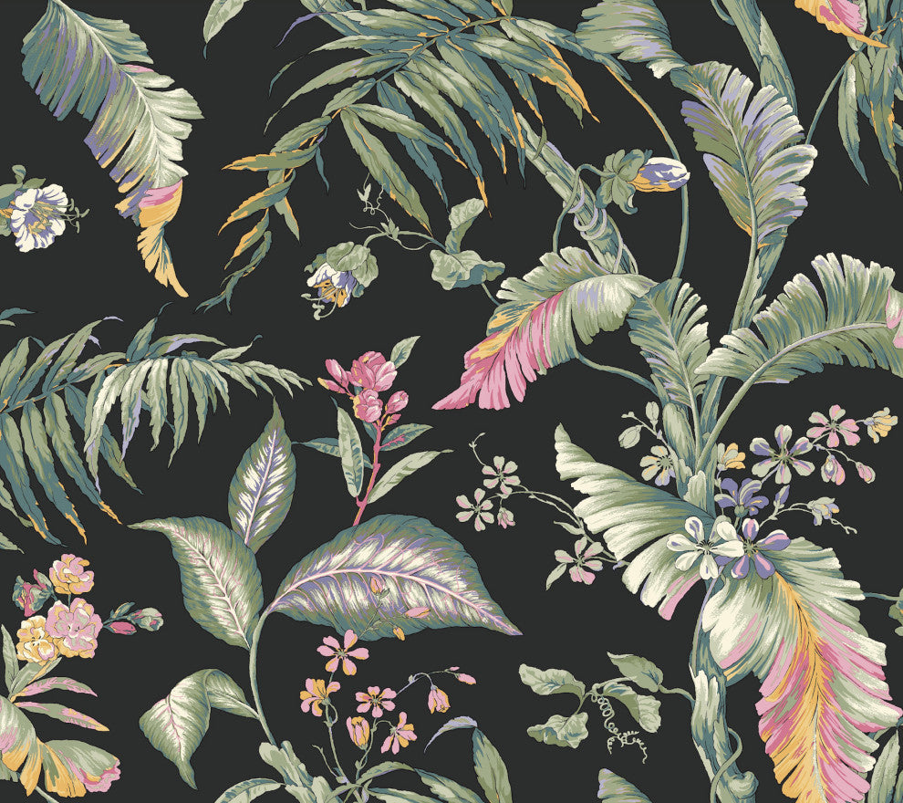 Fiji Garden Black Multi Peel and Stick Wallpaper