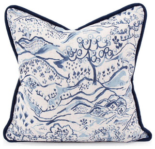 Royal Blue Fable Toile Pillow, 20x20