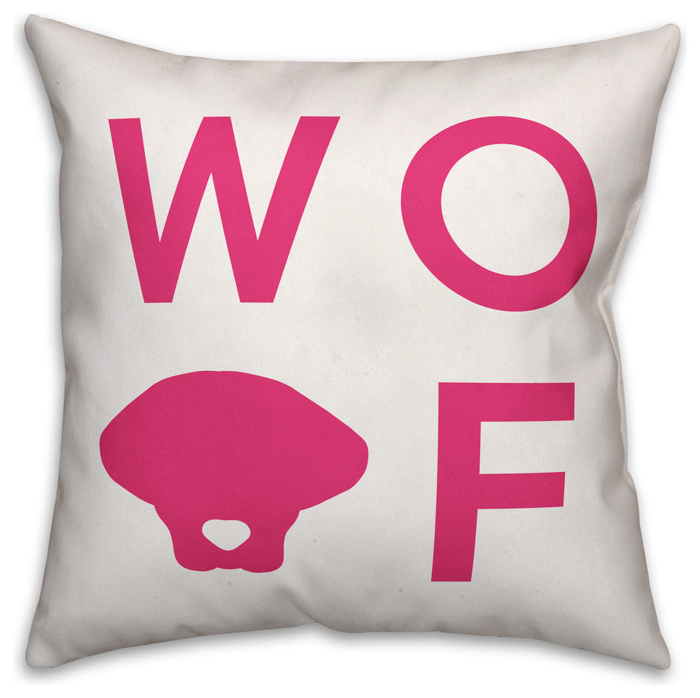 Woof Pink 18x18 Spun Poly Pillow