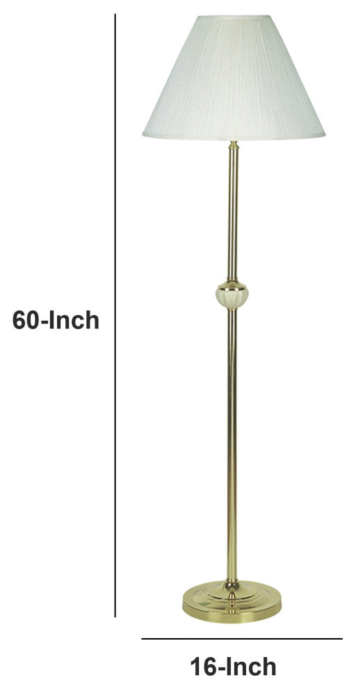 Benzara BM240907 Stalk Design Metal Floor Lamp With Fabric Pleated Shade, Cream