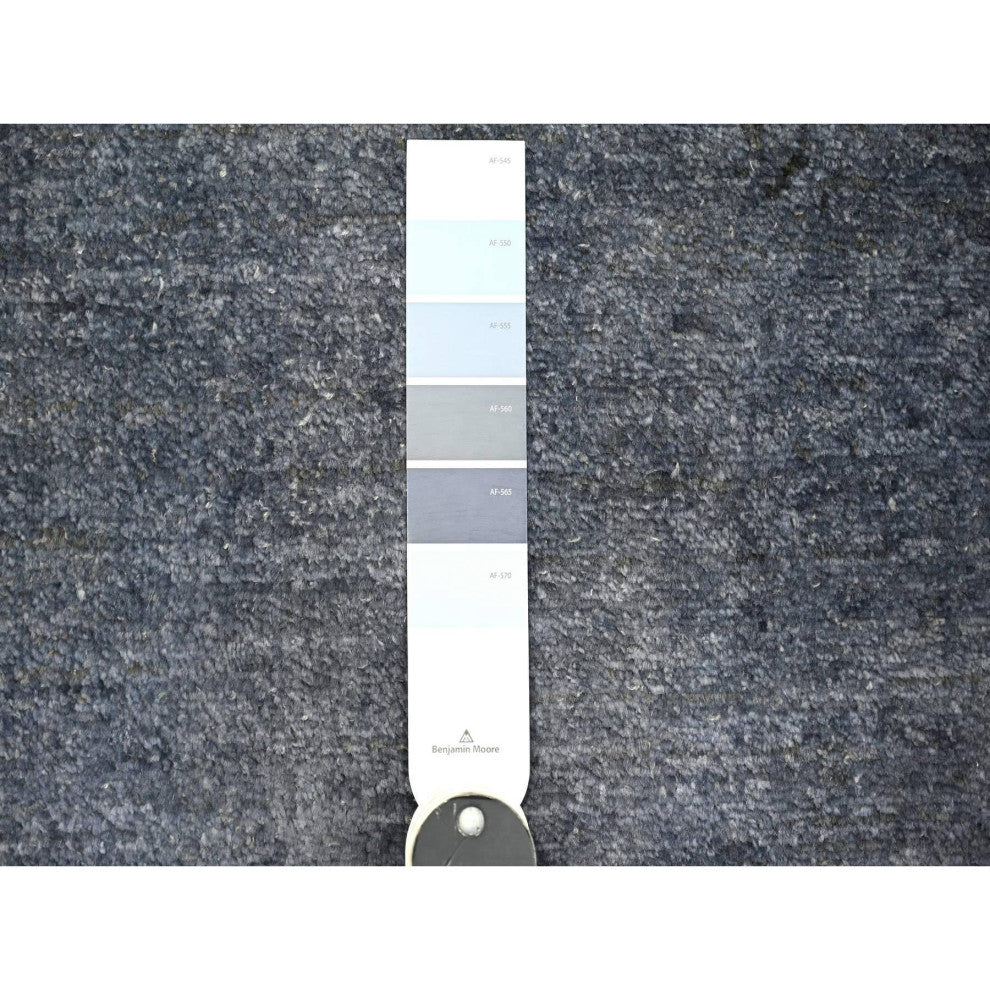 Blue Gray Modern Tree Dusk Design Wool Hand Knotted Oriental Rug 8'10"x12'1"