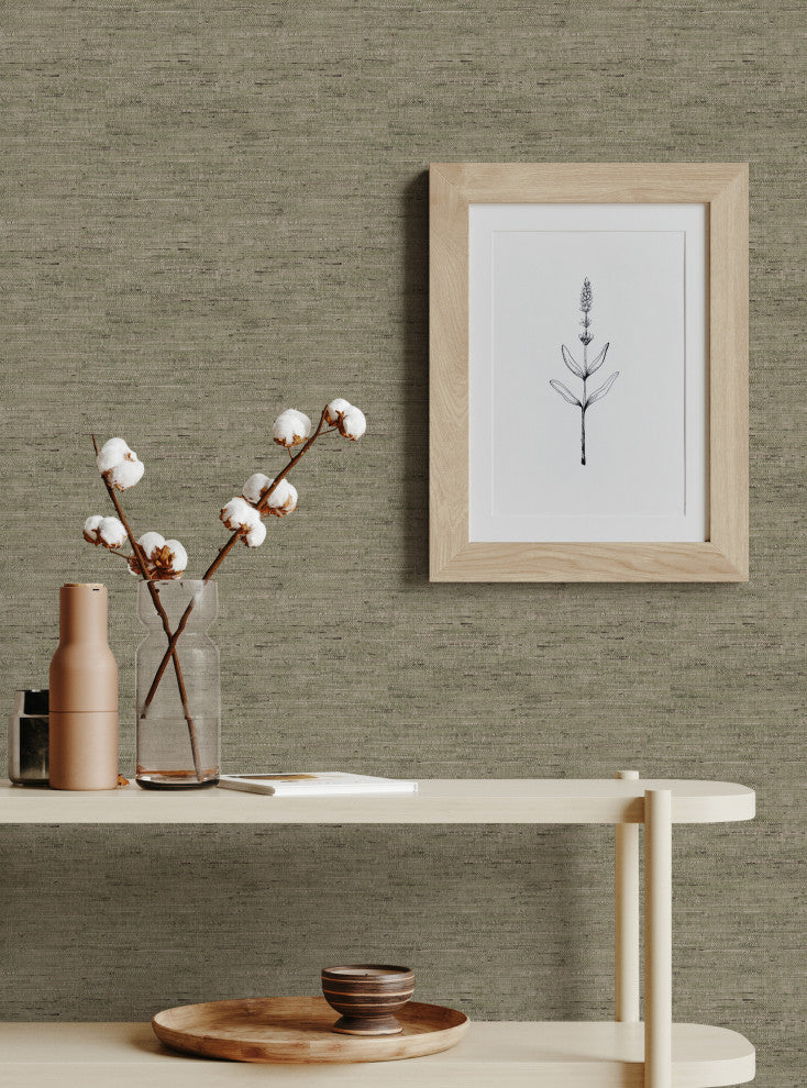 Canvas Look Peel and Stick Vinyl Wallpaper, Green, 24" X 60"