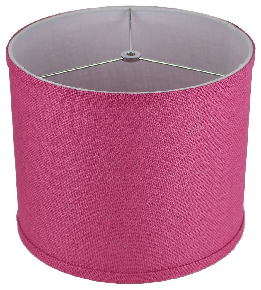Classic Drum Burlap Lampshades, Fuchsia, 12"
