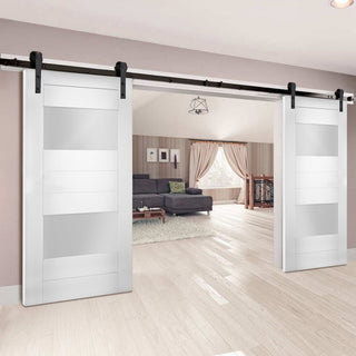 Slab Door Panel Opaque Glass / Sete 6222 White Silk / Finished Doors, 42" X 96"