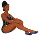African American Bathing Beauty Figurine Statue, Swim Suit Sculpture Black Gold