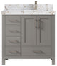 Malibu 36 Right Offset Bath Vanity in Elephant Skin Gray 2" Viola Gold