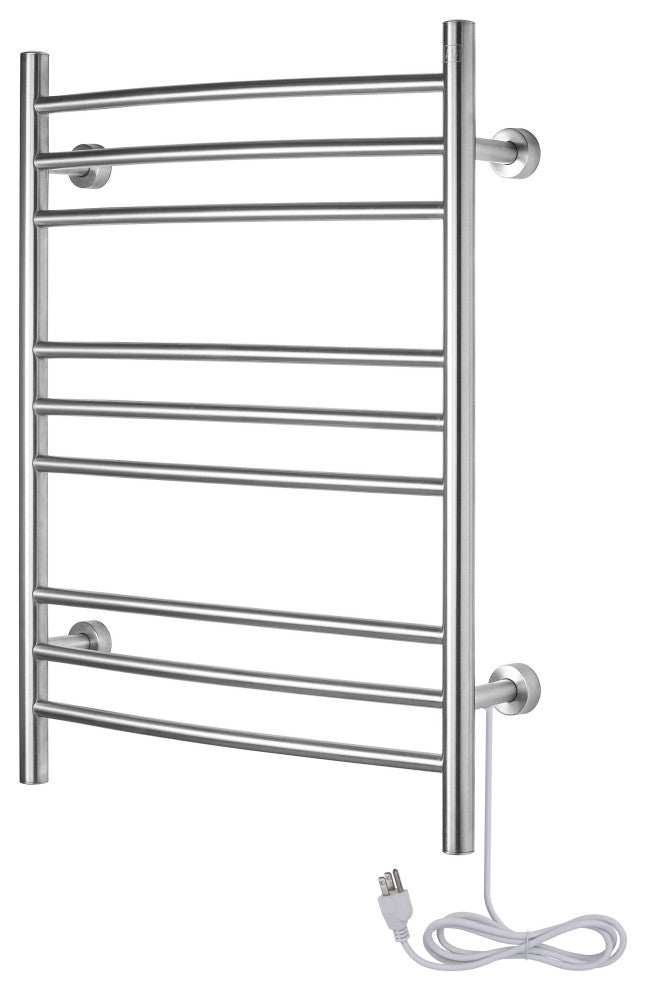 Riviera Towel Warmer, Brushed, Dual Connection, 9 Bars