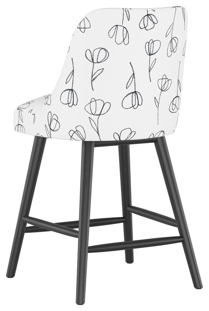 Markham Rounded Back Counter Stool, Contoured Tulips White