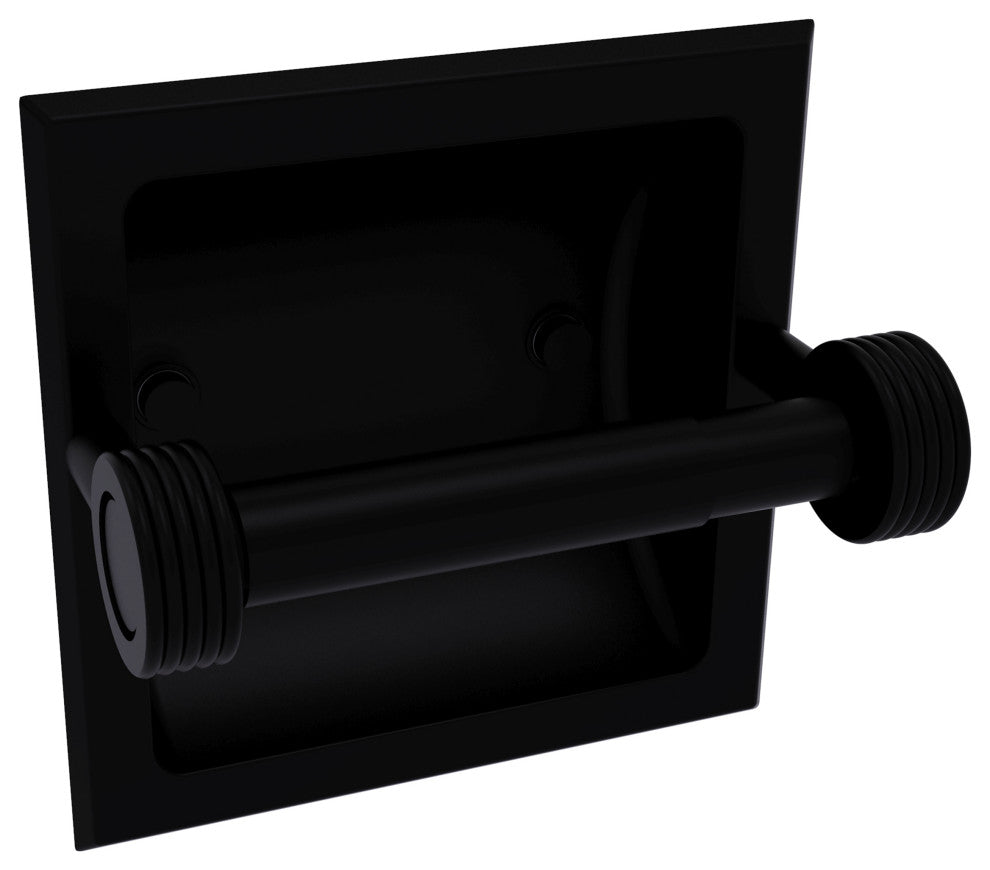 Continental Recessed Toilet Tissue Holder Groovy Accents, Matte Black