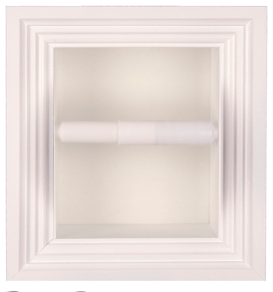 Tampa Recessed Solid Wood Toilet Paper Holder 7 x 8.5, White Enamel