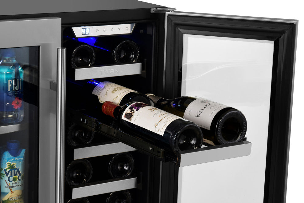 Titan Transcend 24 inch 64 Can 20 Bottle Dual Zone Beverage and Wine Cooler