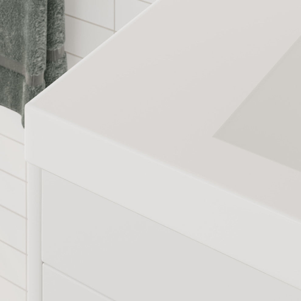 The Ashland Bathroom Vanity, White, 36", Single Sink, Freestanding