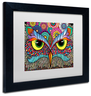 Hello Angel 'Owl Face' Art, Black Frame, White Mat, 14x11