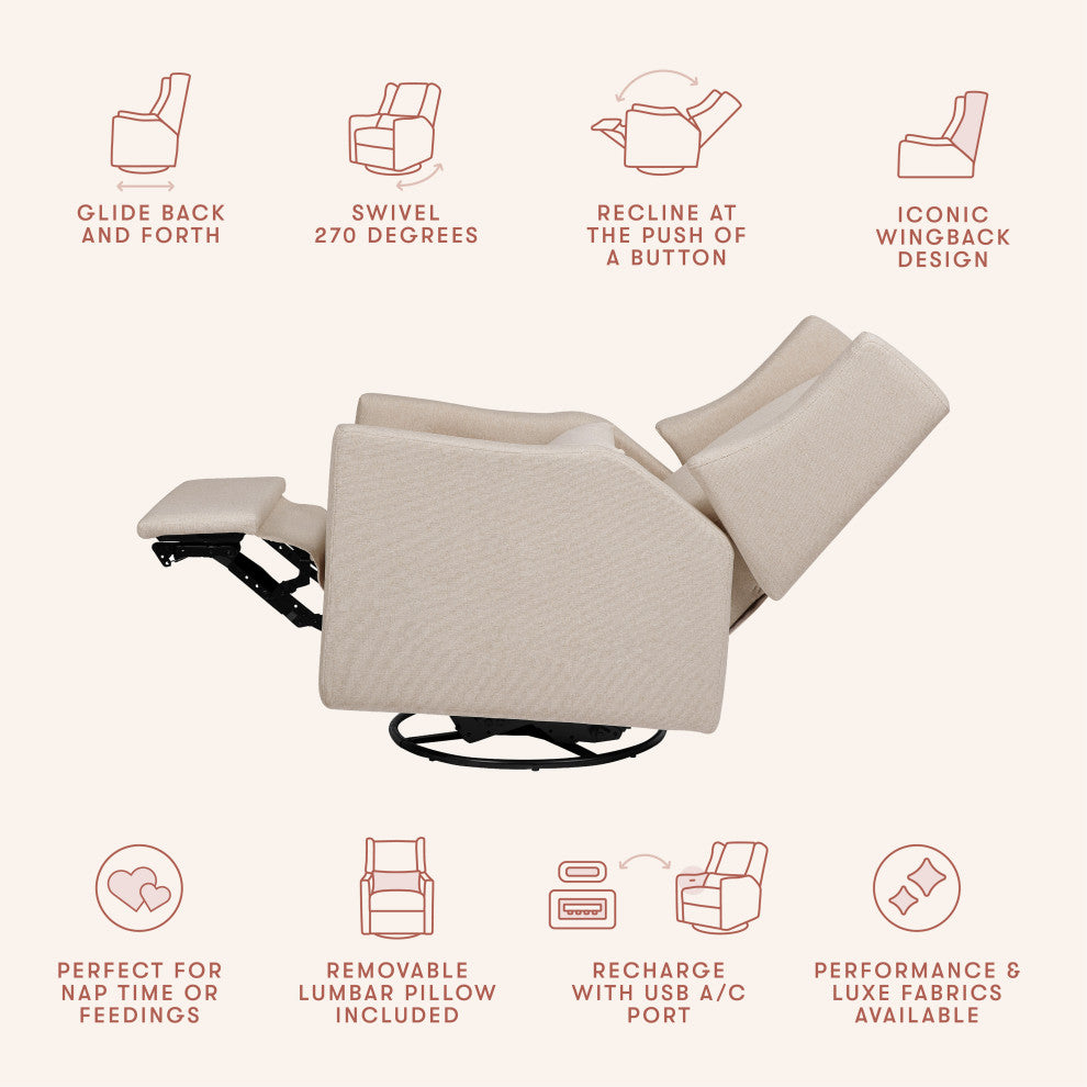 Kiwi Electronic Recliner and Swivel Glider With USB port, Performance Beach Eco-Weave