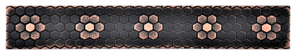 Floral Hex Metal  Tile Trim 1"x6", Set of 5, Oil Rubbed Bronze
