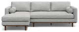 Morrison Mid Century Left Sectional Wide Sofa Tightly Woven Performance Fabric, Mist Grey