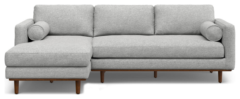 Morrison Mid Century Left Sectional Wide Sofa Tightly Woven Performance Fabric, Mist Grey