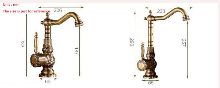 Milo Luxury Antique Bronze Copper Carving Bathroom Basin/Sink Faucet