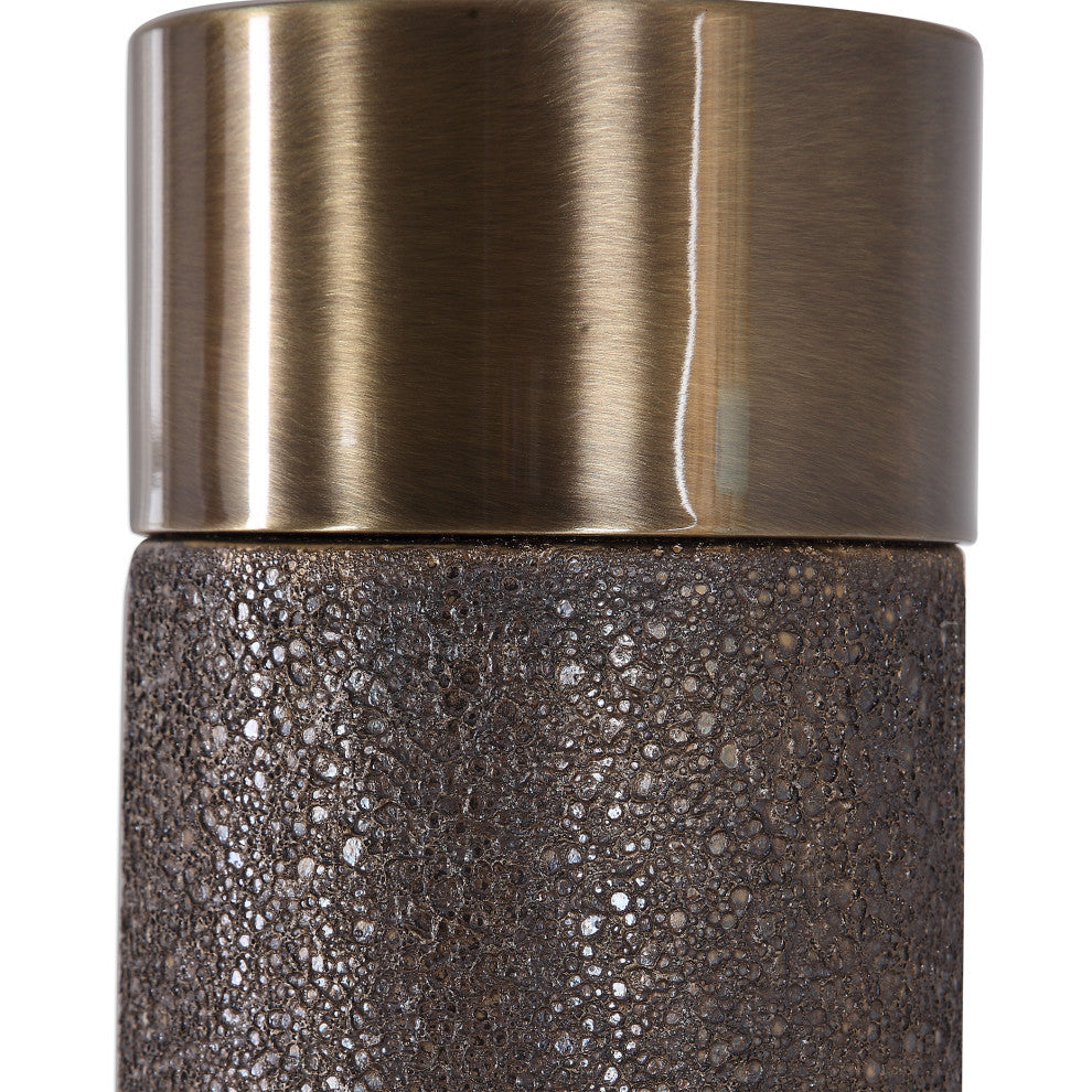 Uttermost Brannock Iron Ceramic and Fabric Table Lamp in Golden Bronze