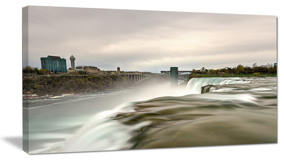 "Niagara Falls Goat Island View" Oversized Beach Canvas Artwork, 32"x16"
