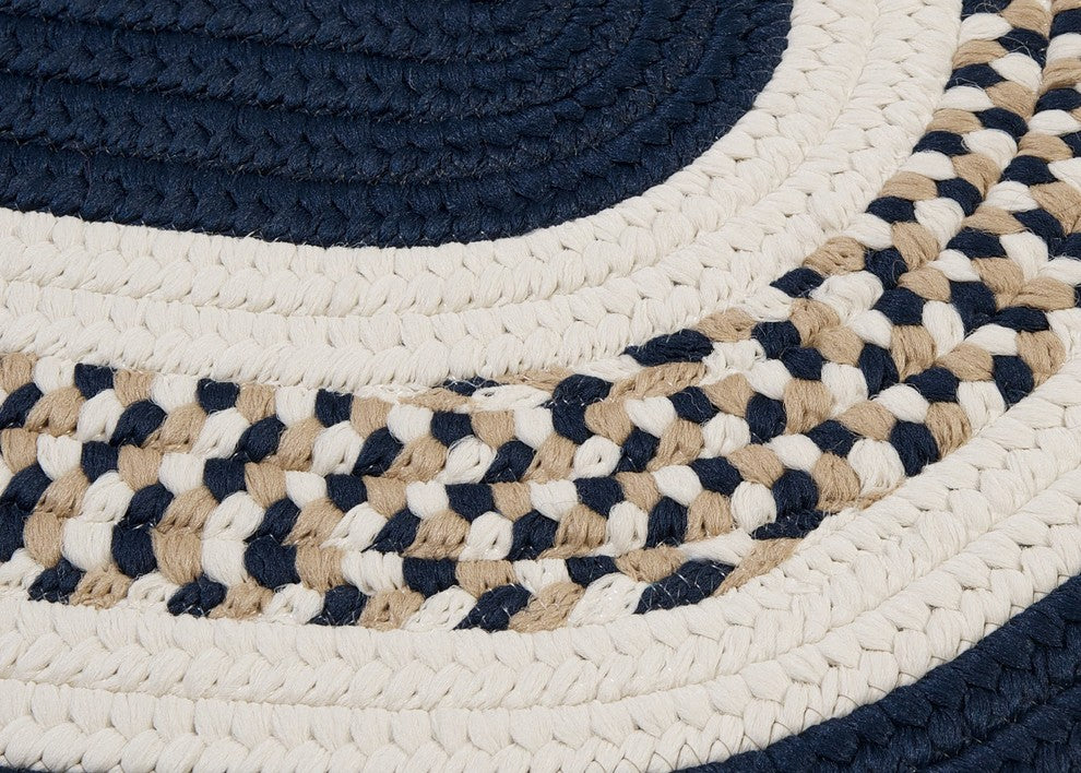 Colonial Mills Flowers Bay FB52 Navy Indoor/Outdoor Area Rug, Oval 7'x9'