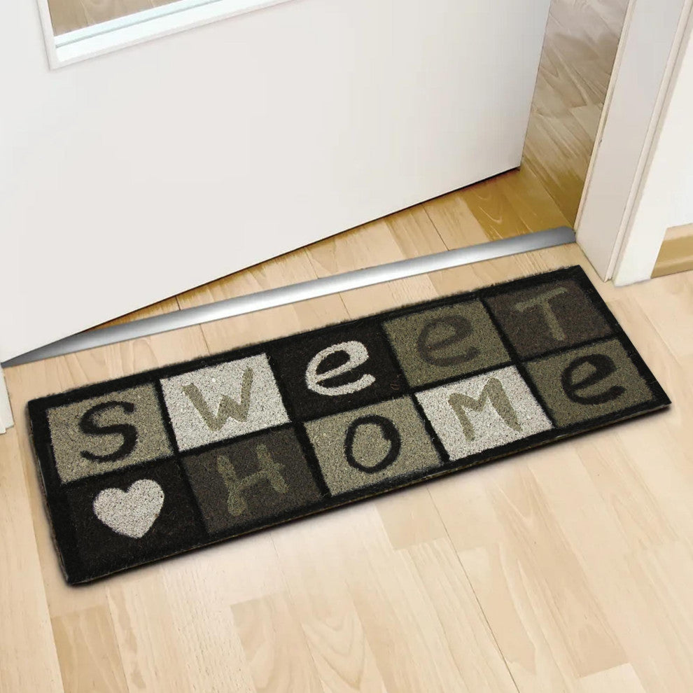 Sheltered Long Front Door Mat Coir Coco Fibers Rug 30x10, Sweet Home