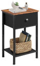 Nightstand with Drawer, Storage and Sturdy Metal Frame, Black