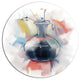 Abstract Flowers In Vase, Modern Floral Round Wall Art, 11"
