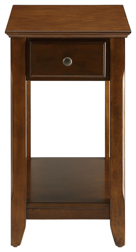 Cutie Compact Walnut Finish Single Drawer End Table