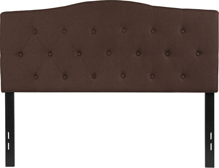 Cambridge Tufted Upholstered Full Size Headboard in Dark Brown Fabric