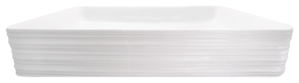 NP-208513 Rectangular Porcelain Sink w/ Grooved Exterior, Drain Option, Chrome