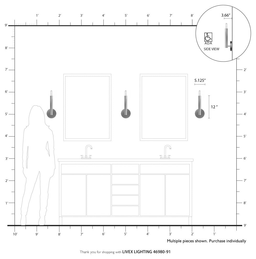 Livex Lighting Monaco 1-Light Brushed Nickel Sconce
