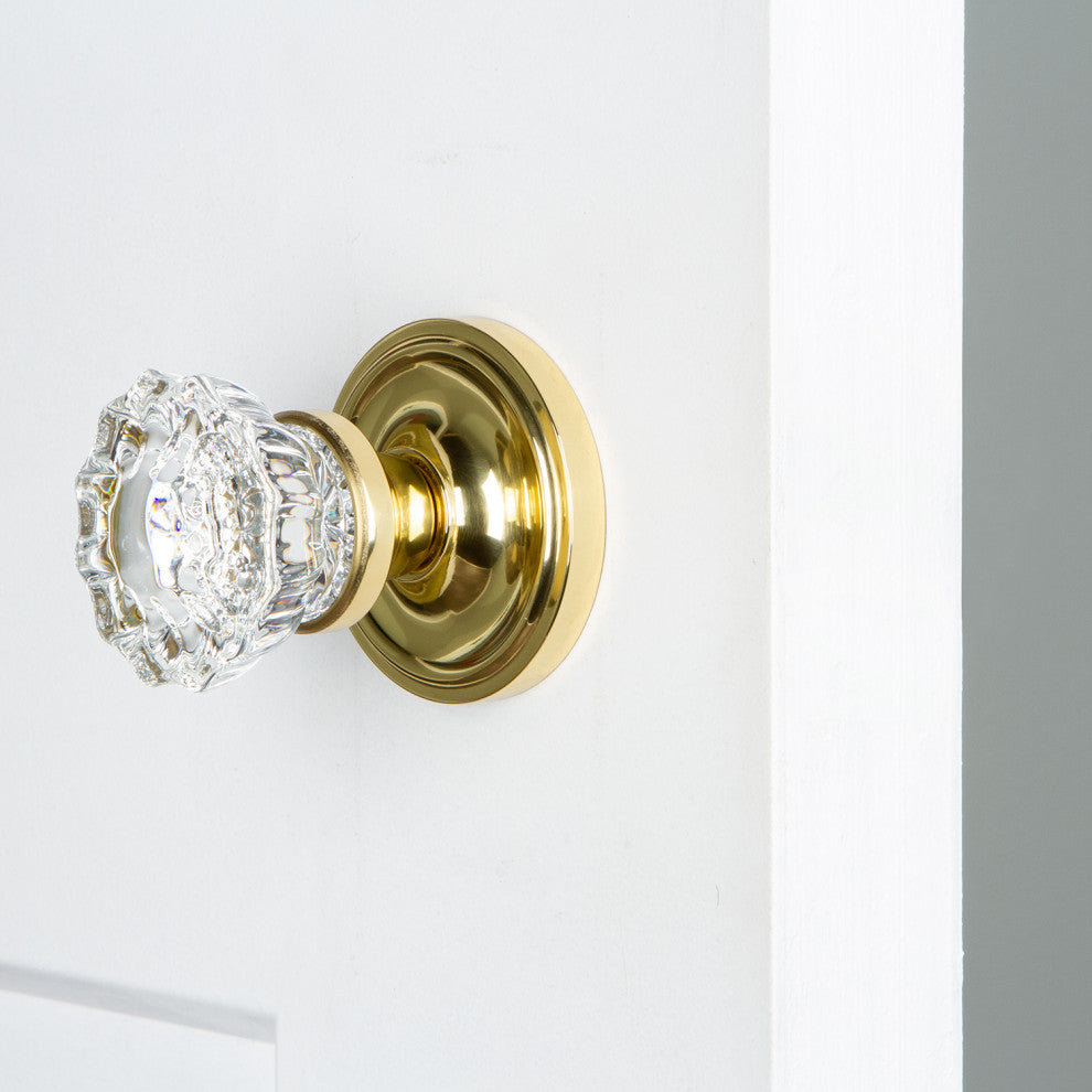 Single Classic Rosette With Crystal Knob, Antique Pewter, Polished Brass, Single