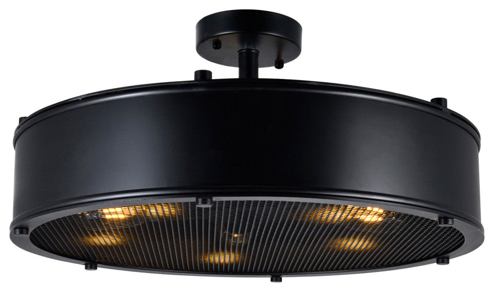 Tigris 5 Light Drum Shade Flush Mount With Black Finish
