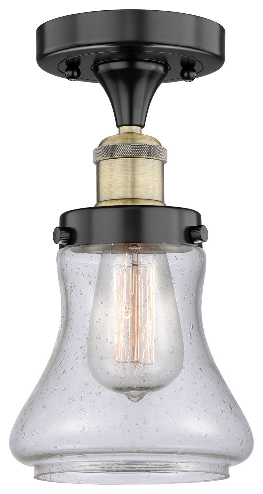 1 6.5" Semi-Flush Mount Black Antique Brass