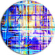Blue Abstract Grid, Abstract Digital Round Metal Wall Art, 11"