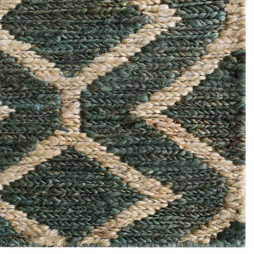 HAND KNOTTED SUMAK JUTE ECO-FRIENDLY AREA RUGS,Green Beige,Geometric,Outdoor, [Rectangle] 8'x10'