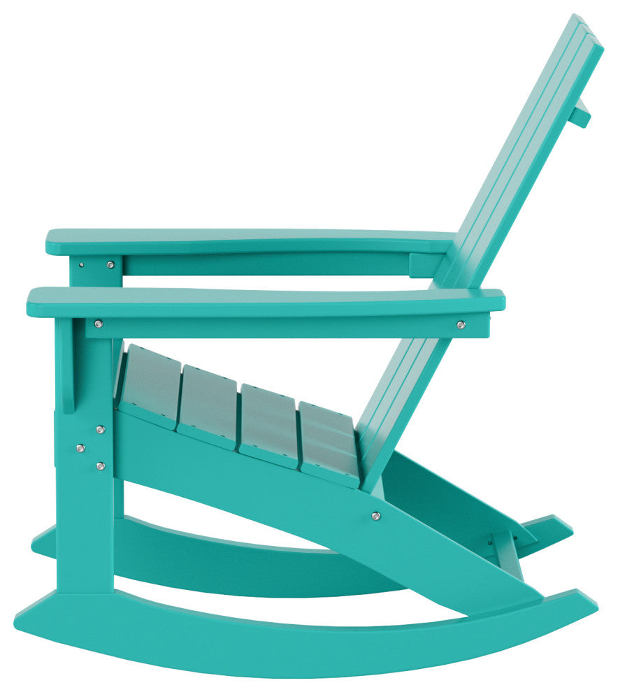 WestinTrends Set of 2 Modern Adirondack Outdoor Rocking Chairs, Turquoise
