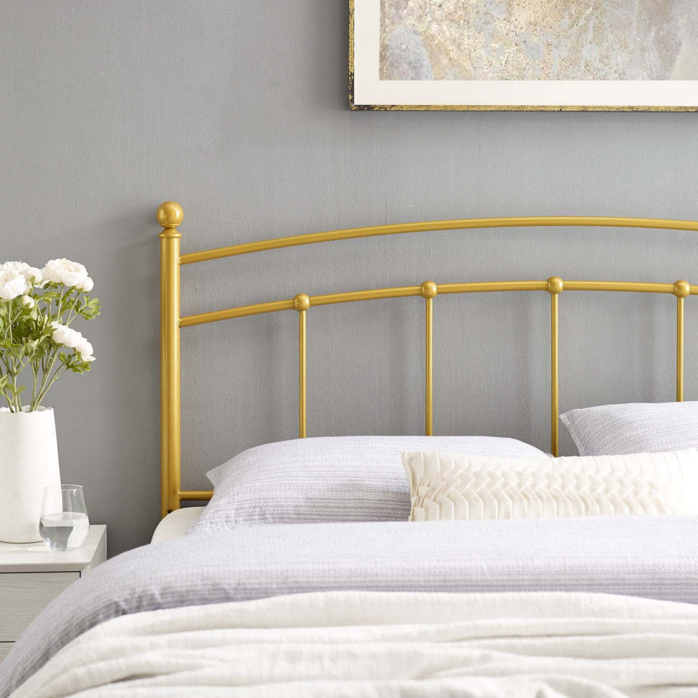 Abigail King Metal Headboard Gold