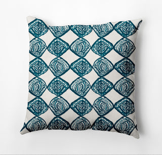 Cowry Check Pillow, Teal, 20"x20"