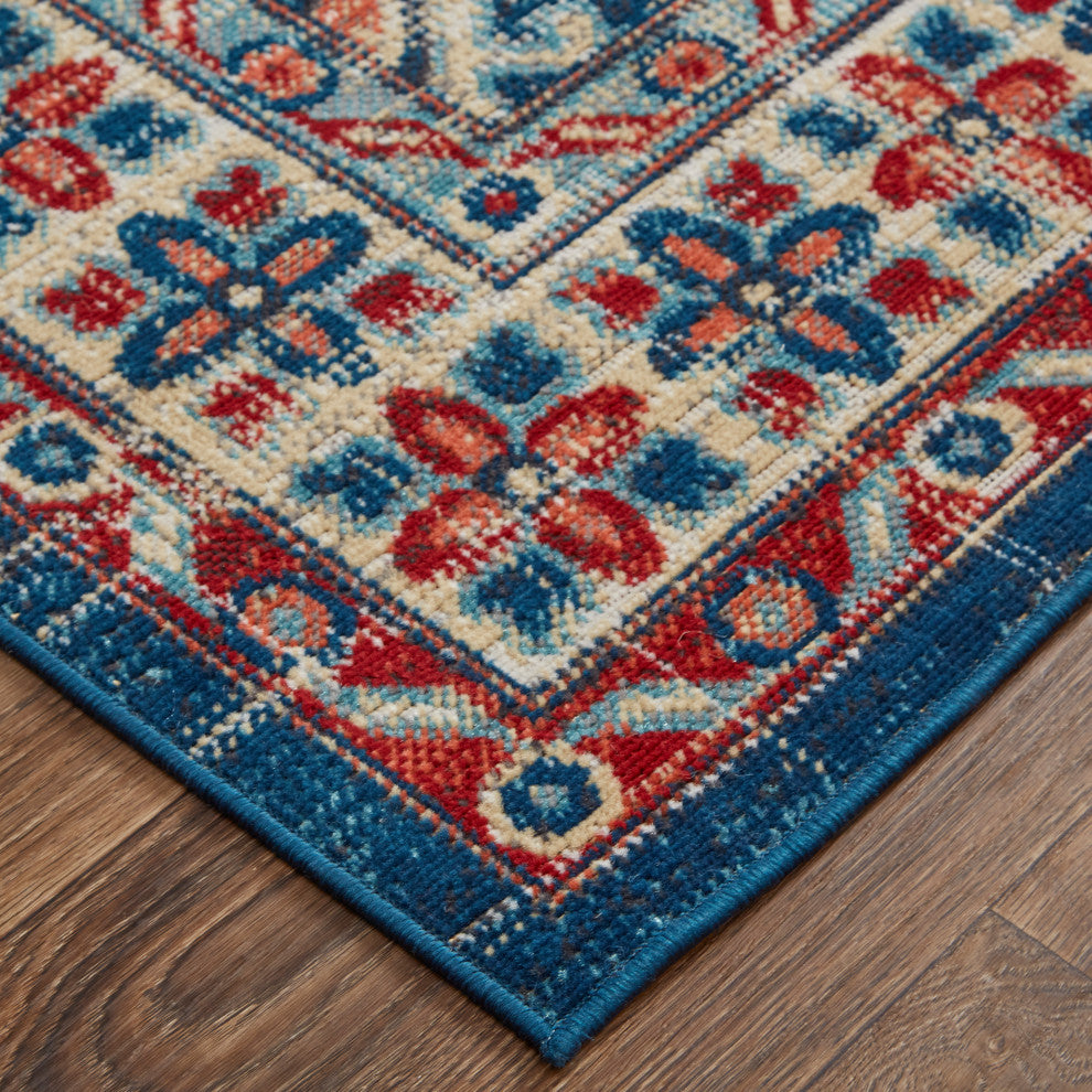 Weave & Wander Kezia Rug, Classic Blue/True Red, 6ft-5in x 9ft-6in